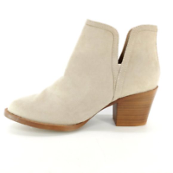 LOFT Outlet Womens Faux Suede Ankle Boots Booties Pull On Cutout Light Gray 6M - Picture 2 of 11